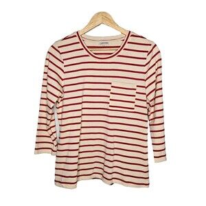 Women’s Red Stripe Long Sleeve Tee - Classic Pocket